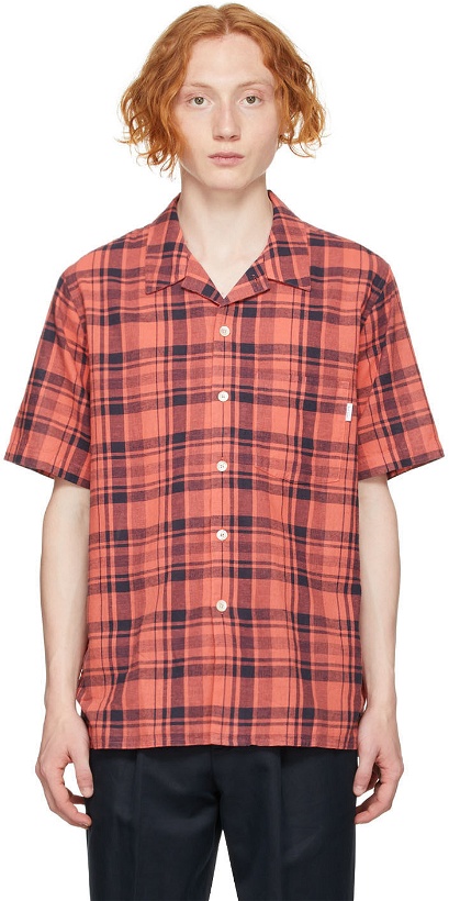 Photo: PS by Paul Smith Red Linen Check Short Sleeve Shirt