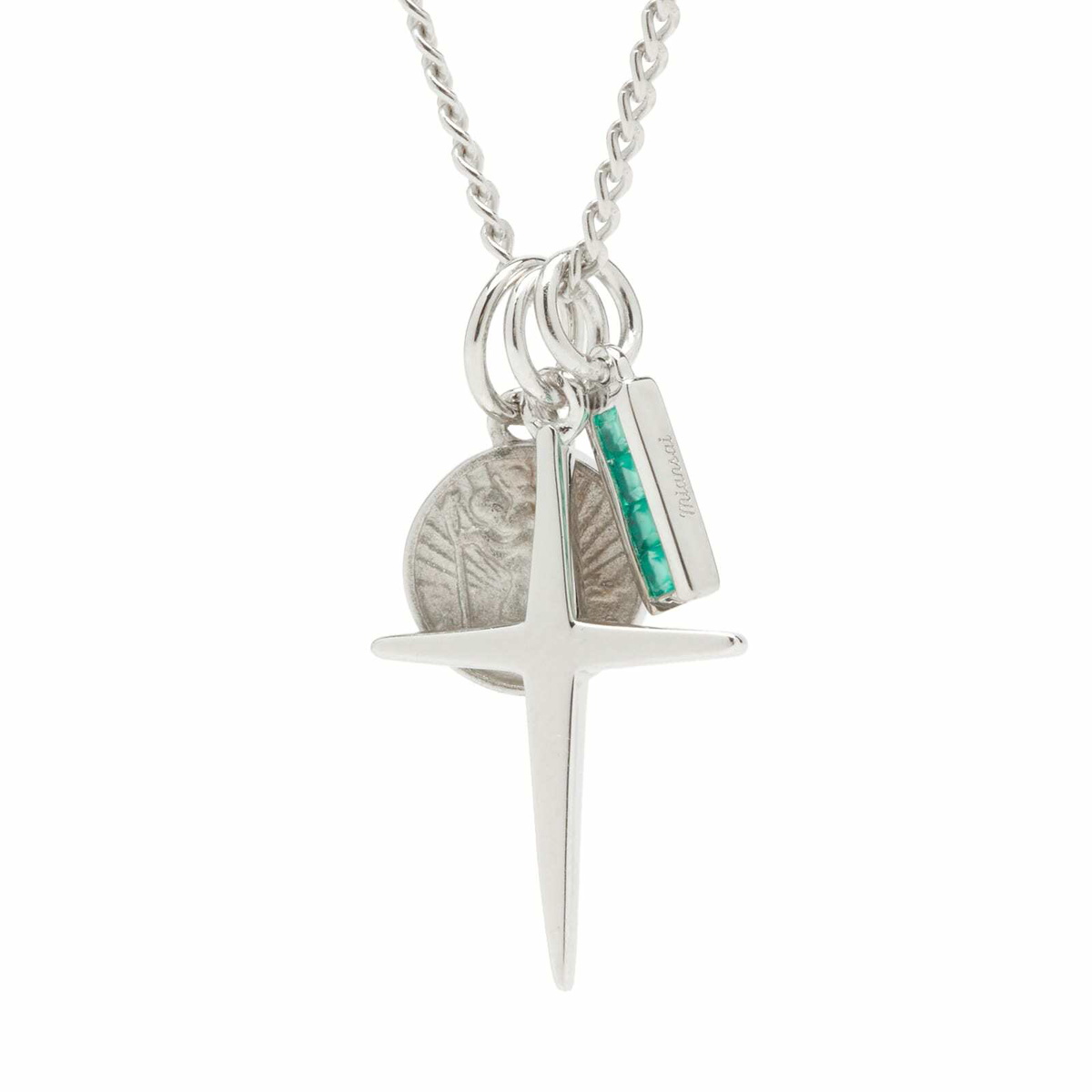 Miansai Men's Aegis Trilogy Pendant Necklace in Silver/Green 