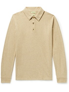 DE BONNE FACTURE - Slim-Fit Mélange Cotton-Terry Polo Shirt - Neutrals