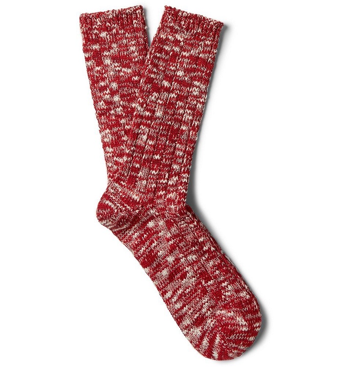 Photo: Anonymous Ism - Ribbed Slub Knitted Socks - Red