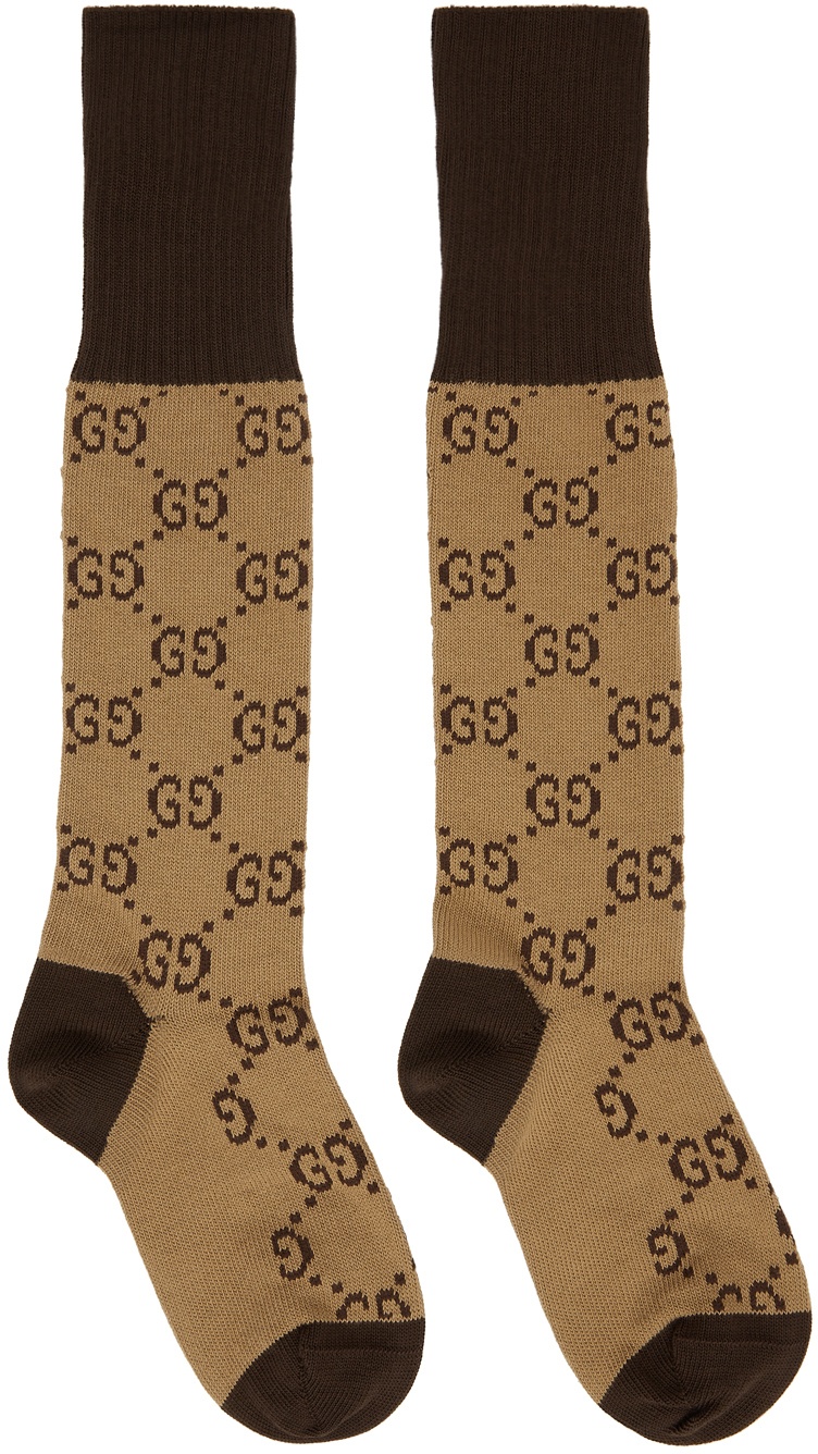 Photo: Gucci Beige & Brown Cotton GG Socks