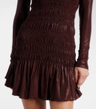 Saint Laurent Smocked lamé jersey midi dress