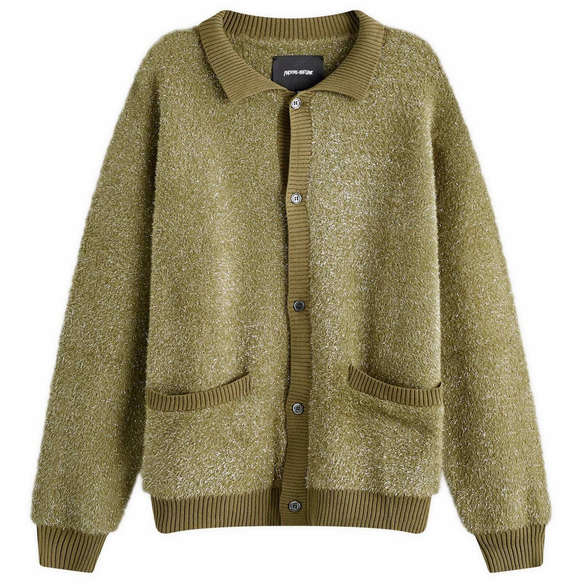 Fucking Awesome Men's Boucle Cardigan in Moss Fucking Awesome