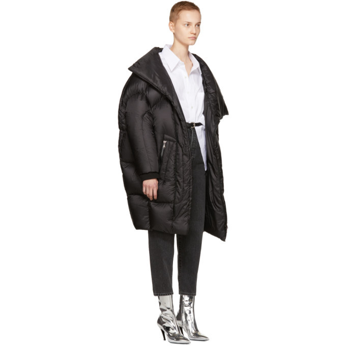 Chen Peng Black Long Funnel Puffer Jacket
