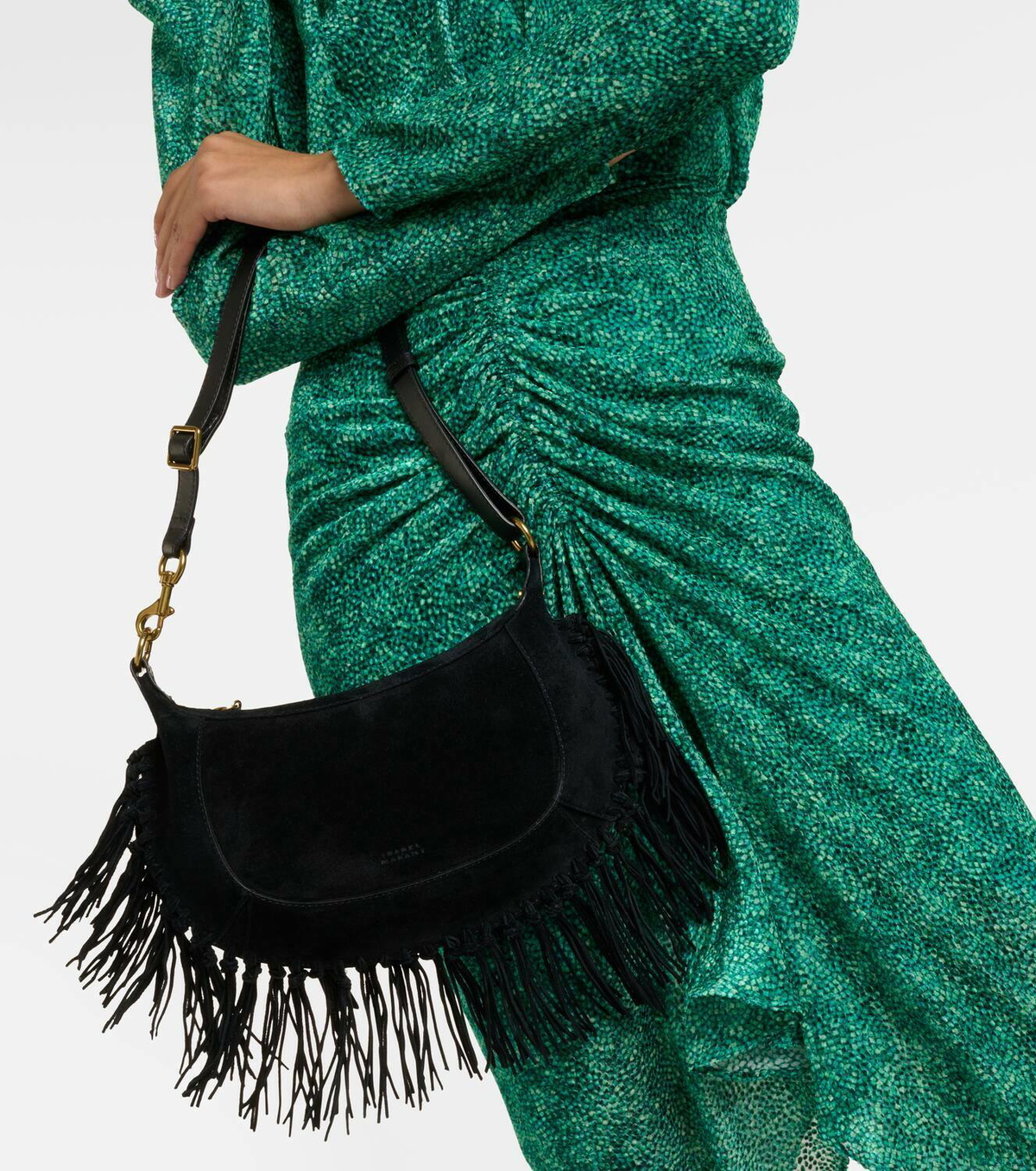 ショルダーバッグ・ポシェット Isabel Marant Olive Green Suede Oskan Shoulder Bag Isabel Marant Oskan Moon suede shoulder bag Isabel Marant