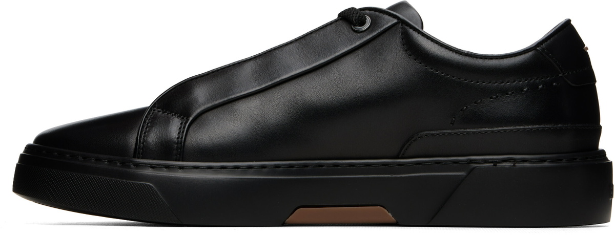 BOSS Black Rubber Trim Leather Sneakers