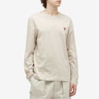 AMI Paris Men's Long Sleeve Small A Heart T-Shirt in Heather Light Beige