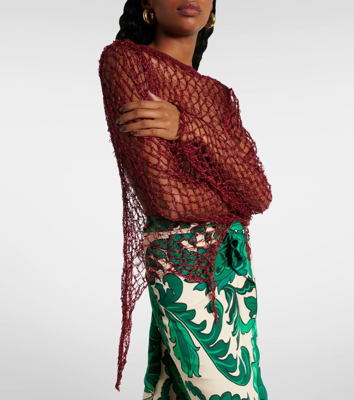 Etro Open-knit sweater and printed crop top set