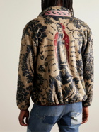 KAPITAL - Jacquard-Trimmed Printed Fleece Jacket - Neutrals