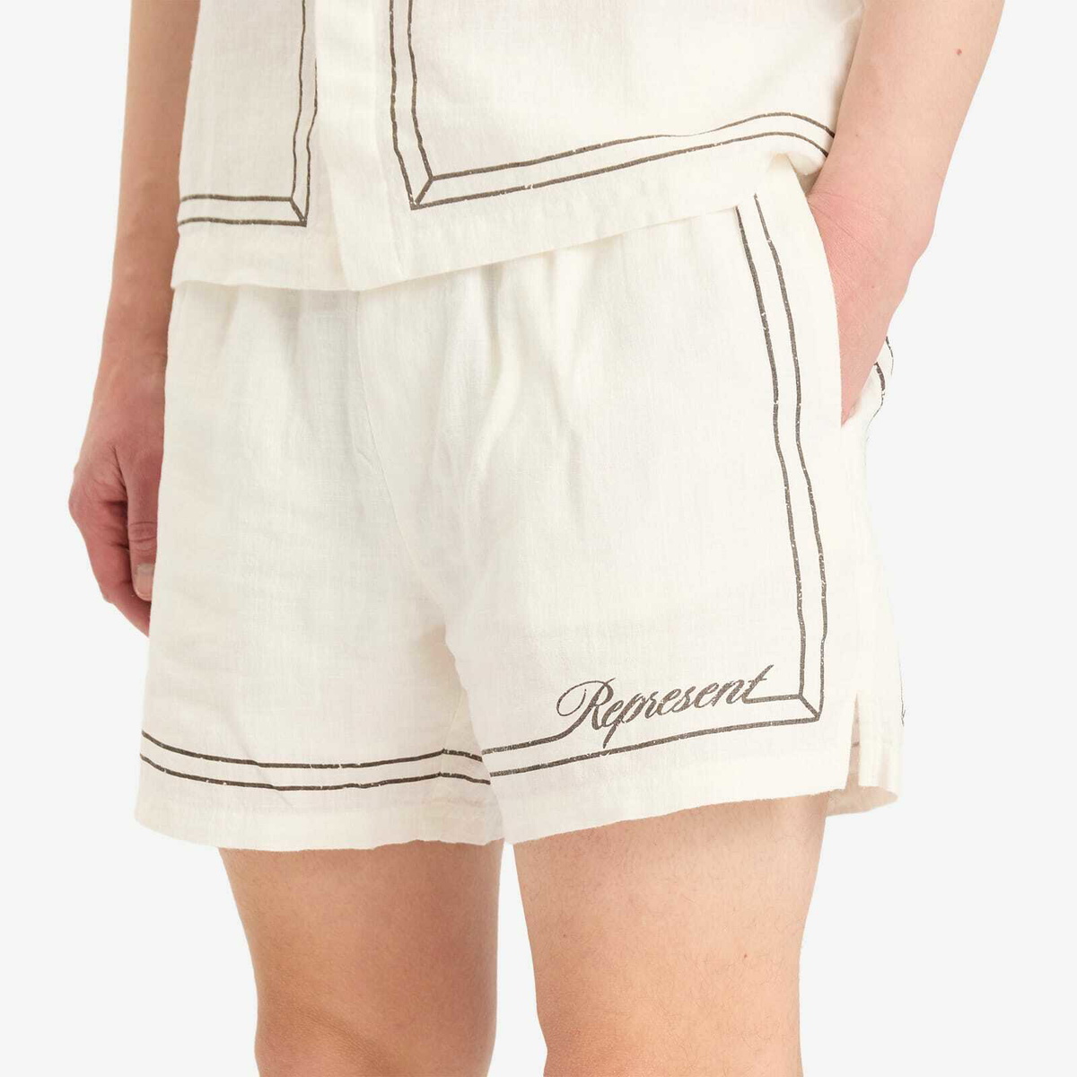 Represent Men's Border Vacation Short in Whisper White
