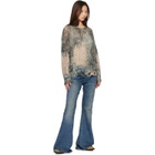 R13 Blue & Beige Printed Boyfriend Sweater