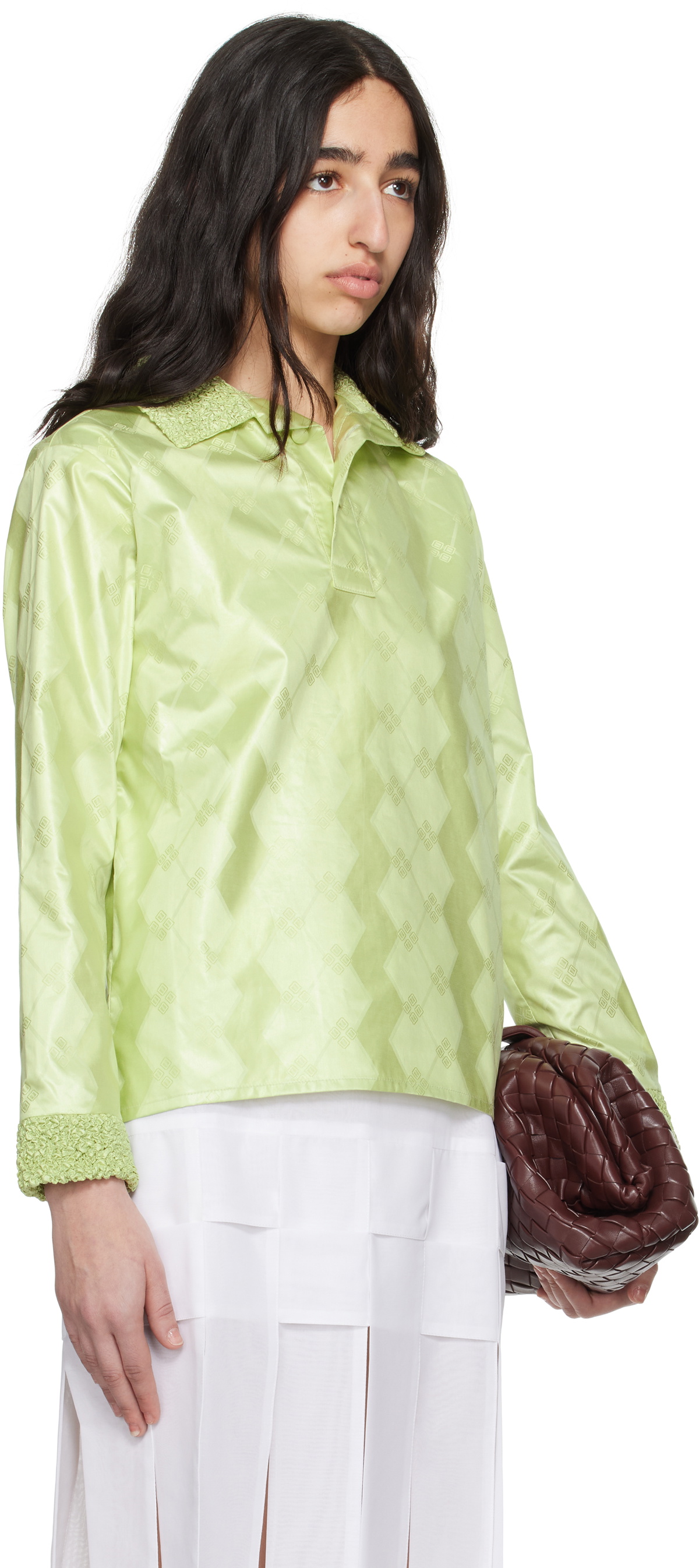 SUPER YAYA Green Bazan Long Sleeve Polo