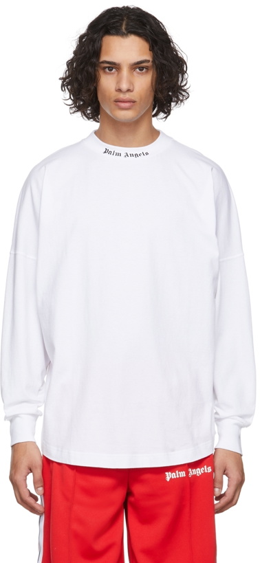 Photo: Palm Angels White Classic Logo T-Shirt