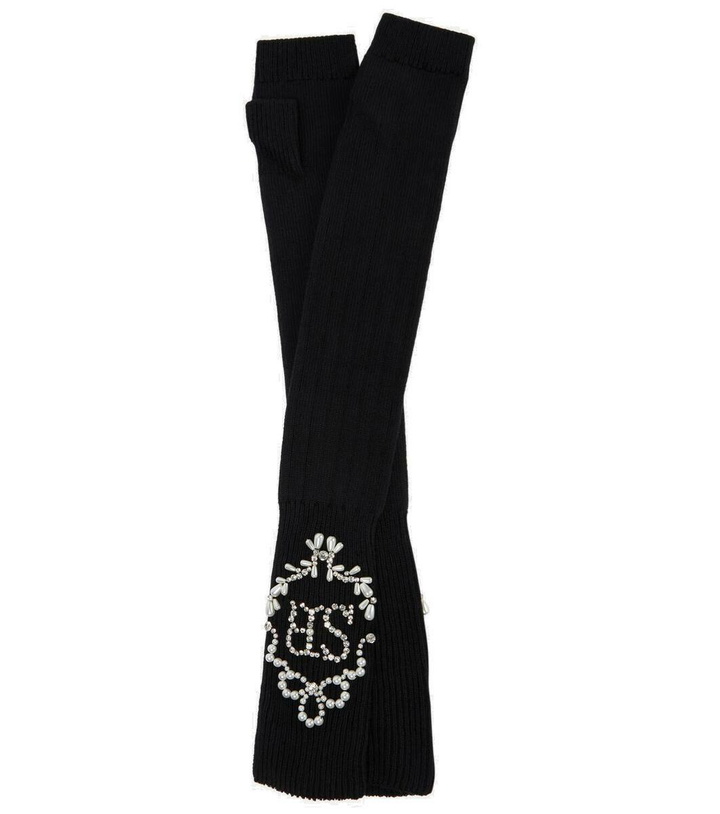 Photo: Simone Rocha Embellished cotton-blend fingerless gloves