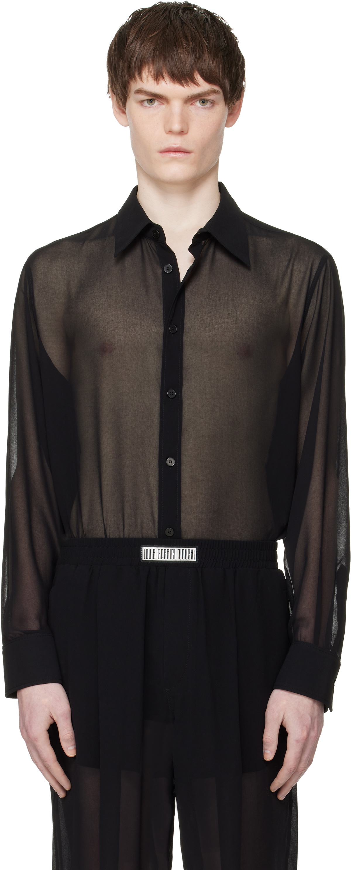 LGN Louis Gabriel Nouchi Black Classic Transparent Shirt