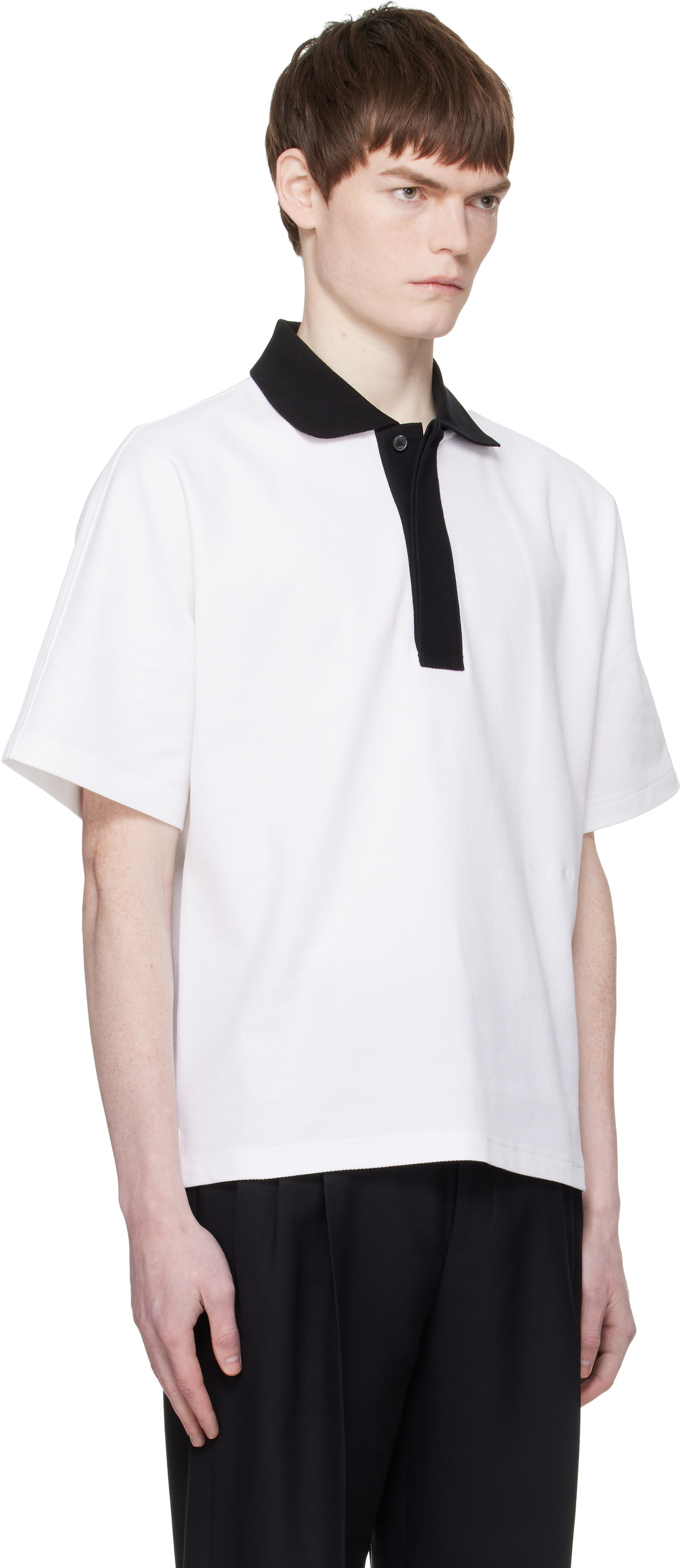 Lanvin White Contrast Collar Polo