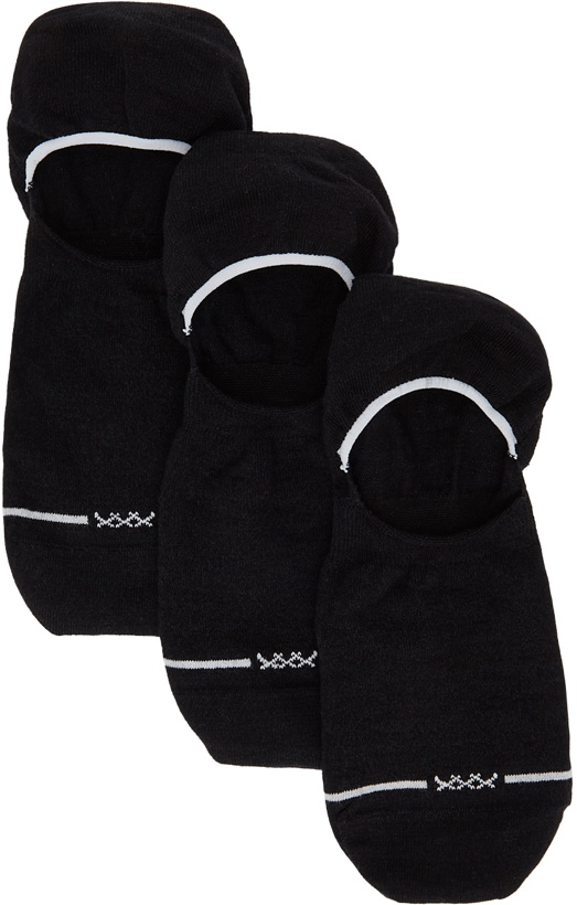 Photo: Ermenegildo Zegna Three-Pack Black On Point Raw Sockless Socks