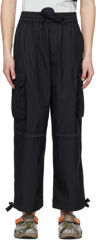 Photo: A PERSONAL NOTE 73 Black Paneled Cargo Pants
