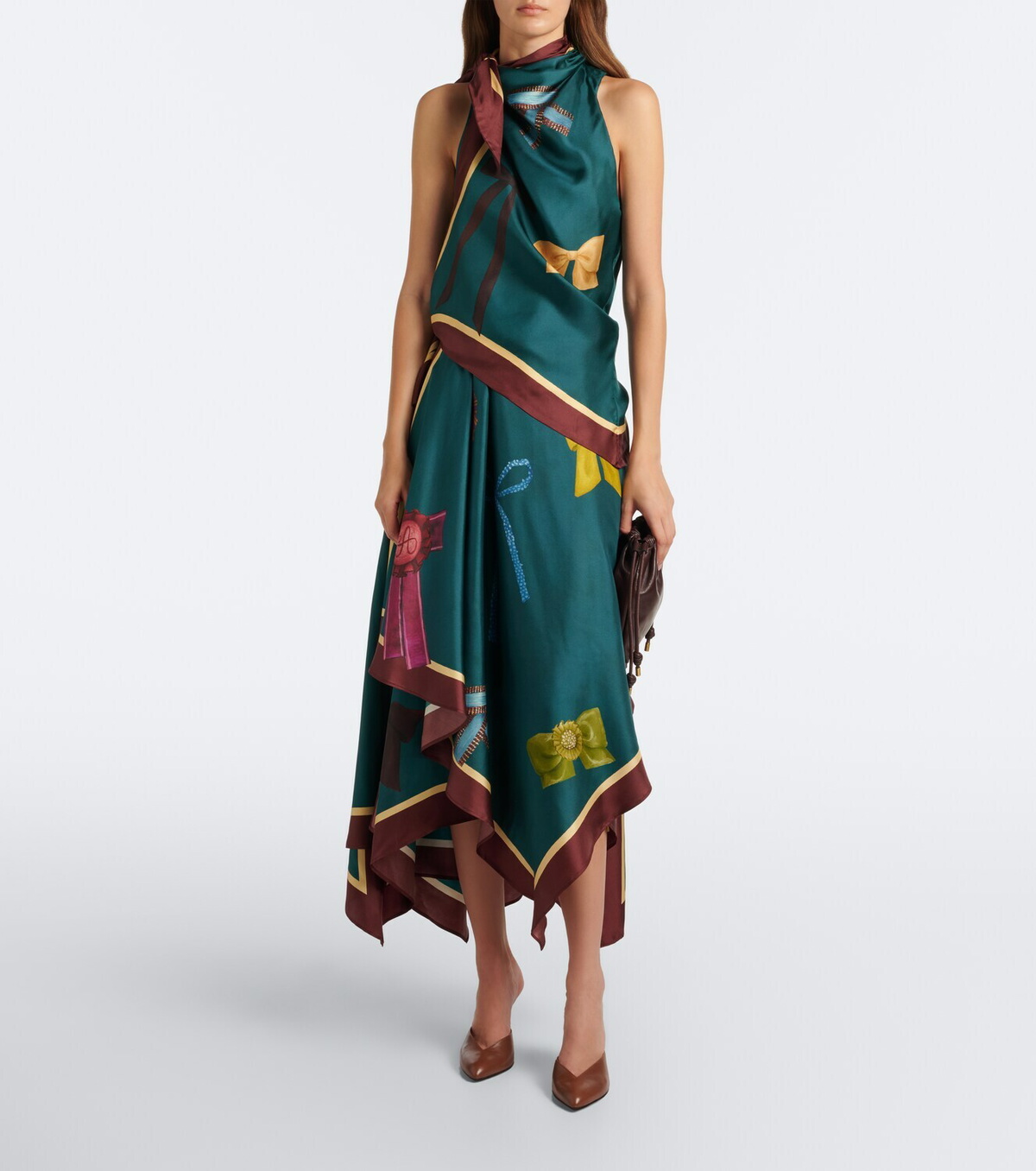 Alémais Rosette printed silk twill midi dress