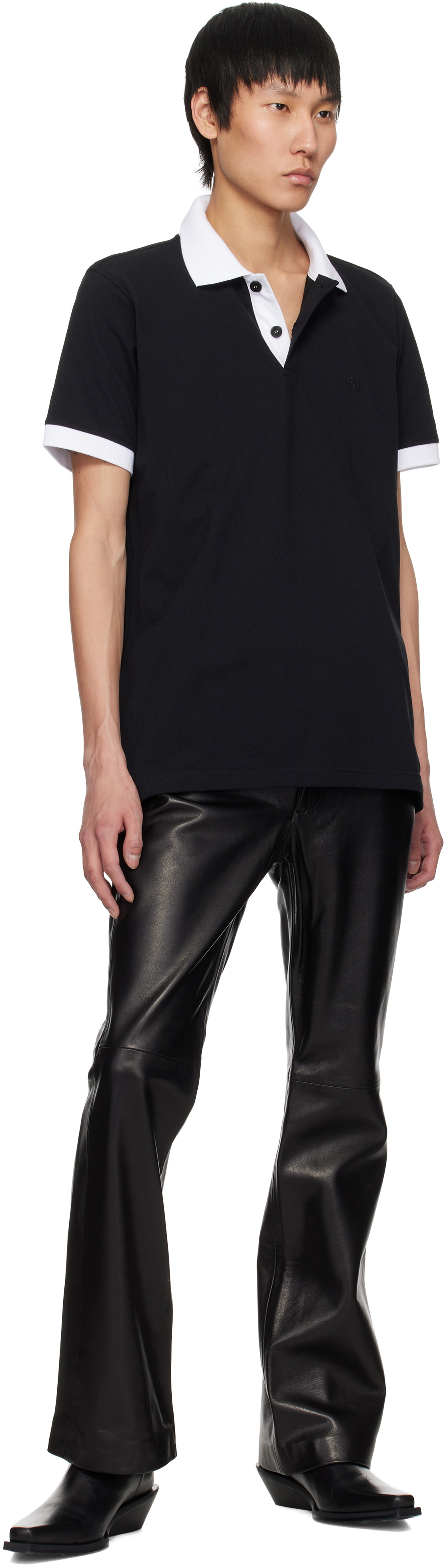 Ernest W. Baker Black Flare Leather Pants