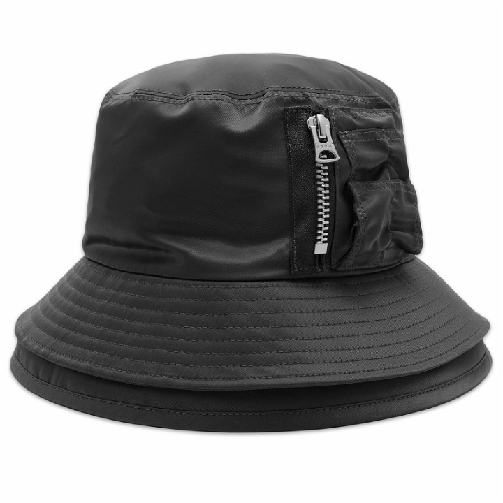 Photo: Sacai Men's Pocket Double Brim Bucket Hat in Black