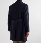Canali - Double-Breasted Checked Wool and Cashmere-Blend Overcoat - Blue