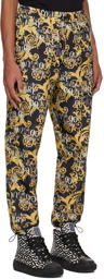 Versace Jeans Couture Black & Yellow Printed Trousers