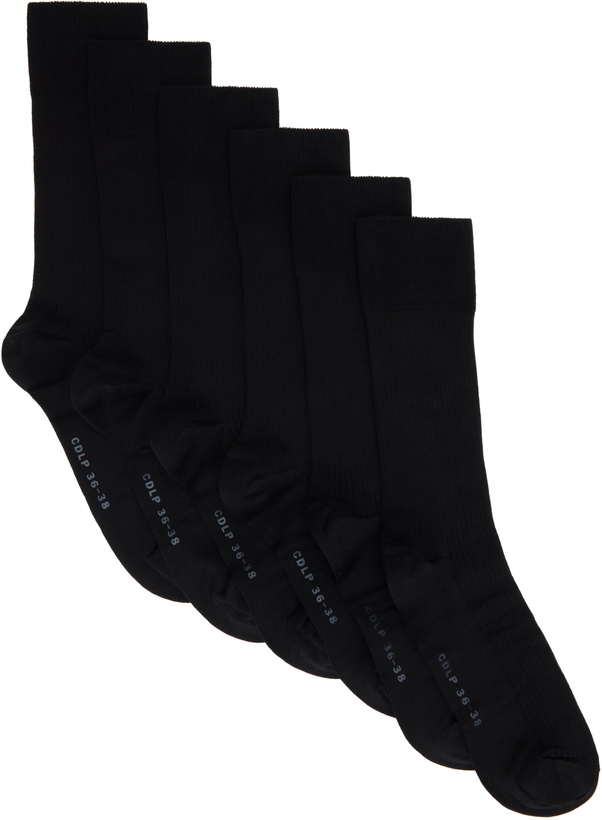 Photo: CDLP Six-Pack Black Mid Length Cotton Rib Socks