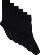 CDLP Six-Pack Black Mid Length Cotton Rib Socks