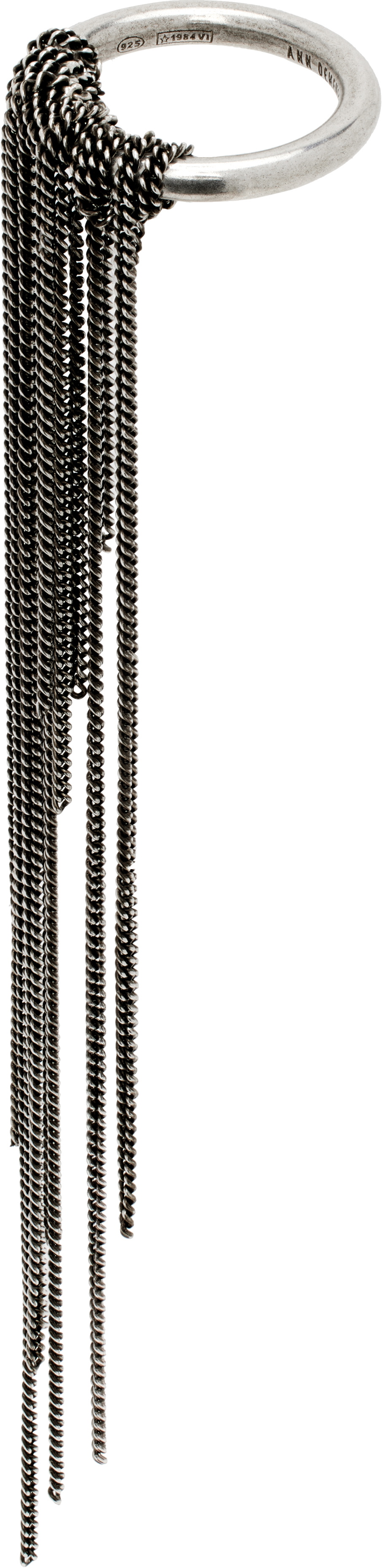 Ann Demeulemeester Silver Cea Long Chains Ring Ann Demeulemeester