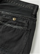 KAPITAL - Katsuragi Port Wide-Leg Patchwork Distressed Cotton-Twill Trousers - Black