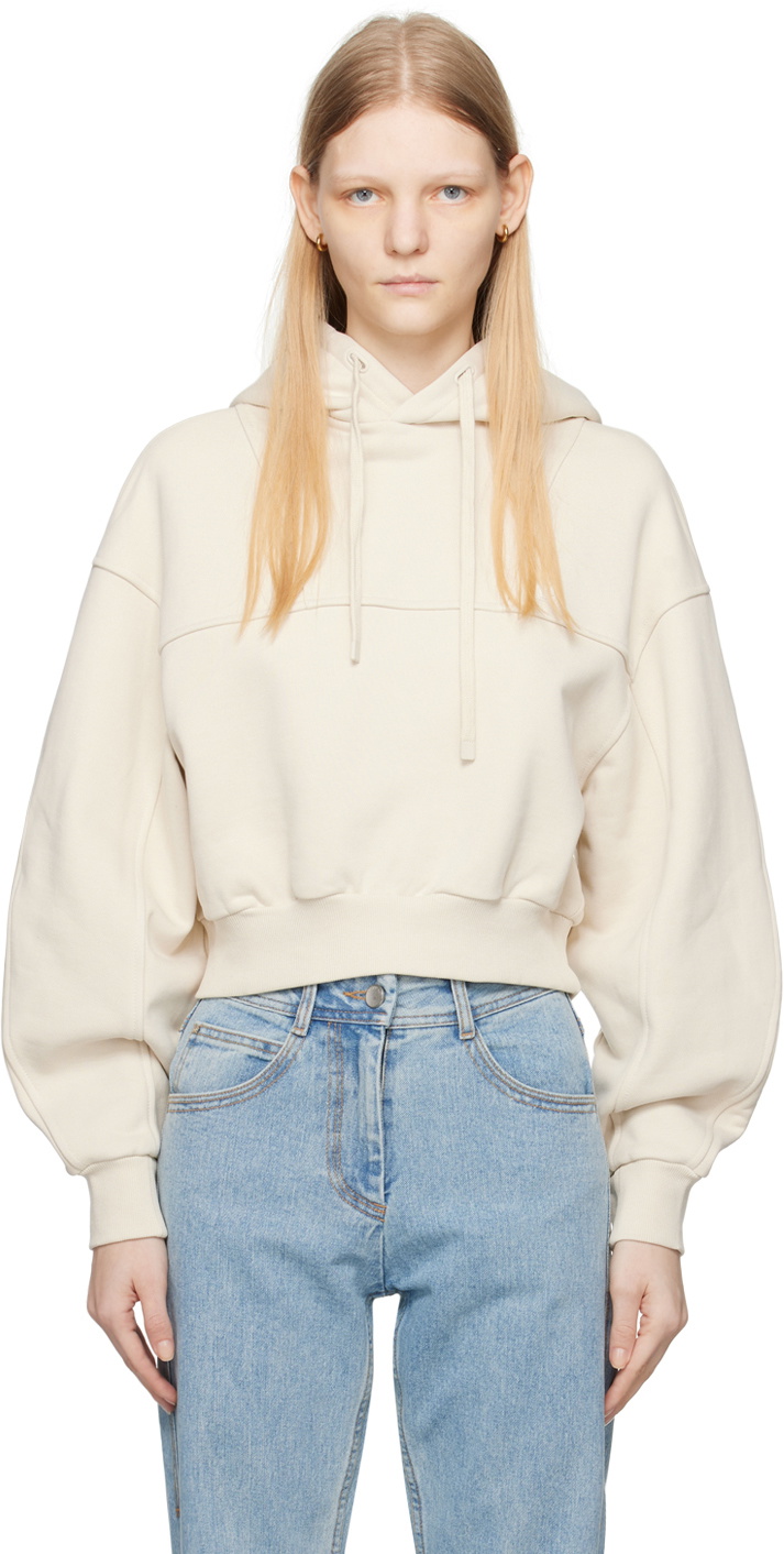 LOW CLASSIC Beige Cropped Hoodie Low Classic