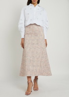 Huishan Zhang Vicky Embellished Tweed Midi Skirt Pink