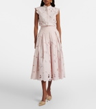 Erdem Cutout floral pleated midi skirt