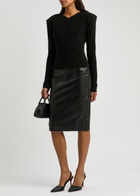 Norma Kamali Faux Leather Skirt Black
