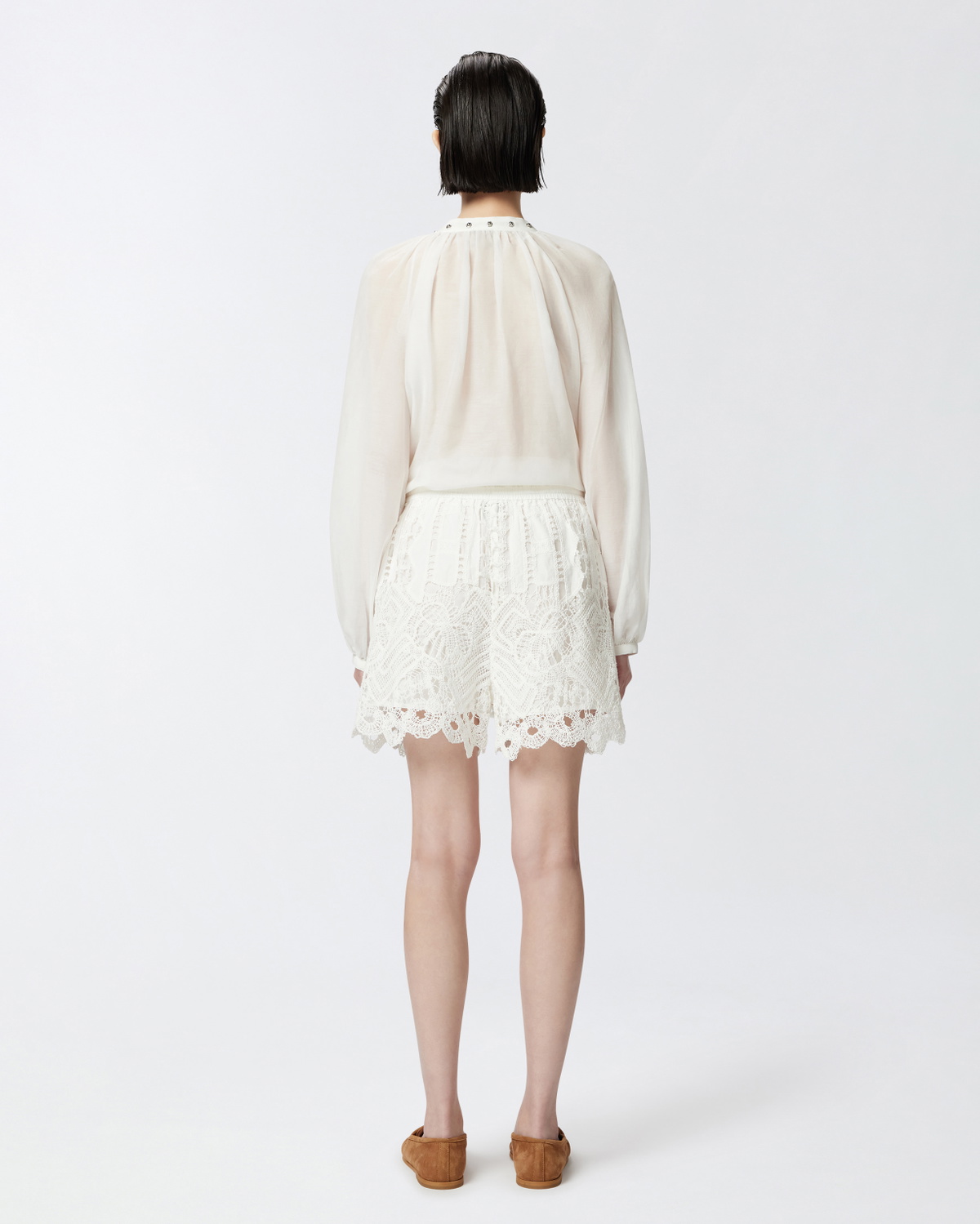Pinko Macramé Shorts With Openwork Snow White