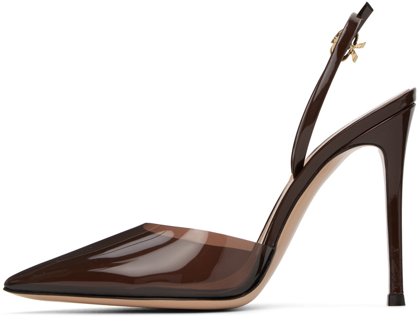 Gianvito Rossi Brown Ribbon D'Orsay Heels