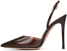 Gianvito Rossi Brown Ribbon D'Orsay Heels