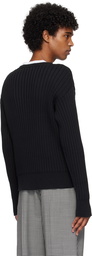 Marni Black Cable Logo Crewneck Sweater