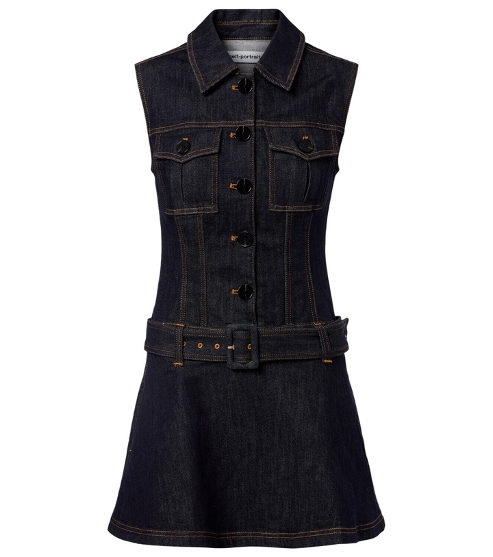 Photo: Self-Portrait Belted denim minidress