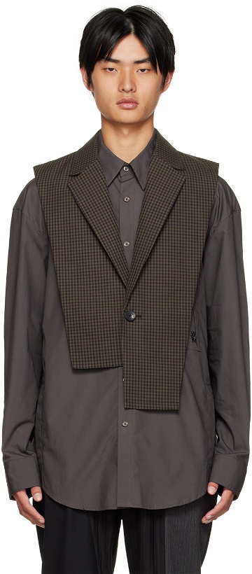 Photo: Feng Chen Wang Khaki Blazer Collar Waistcoat