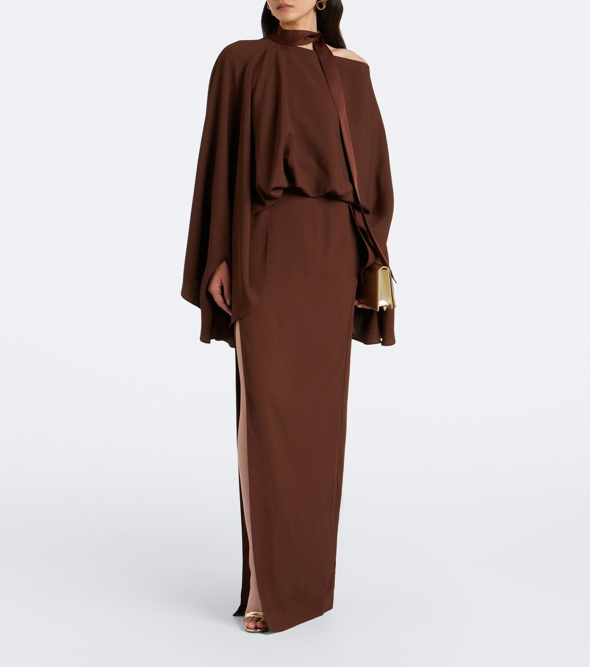 Taller Marmo Brooks scarf-detail caped maxi dress