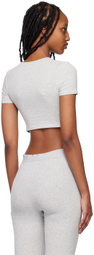 SKIMS Gray Cotton Jersey Super Cropped T-Shirt