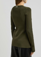 16 Arlington Teria Ribbed-knit Cardigan Khaki