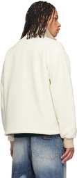 Givenchy White Fleece & Leather Zipped Jacket