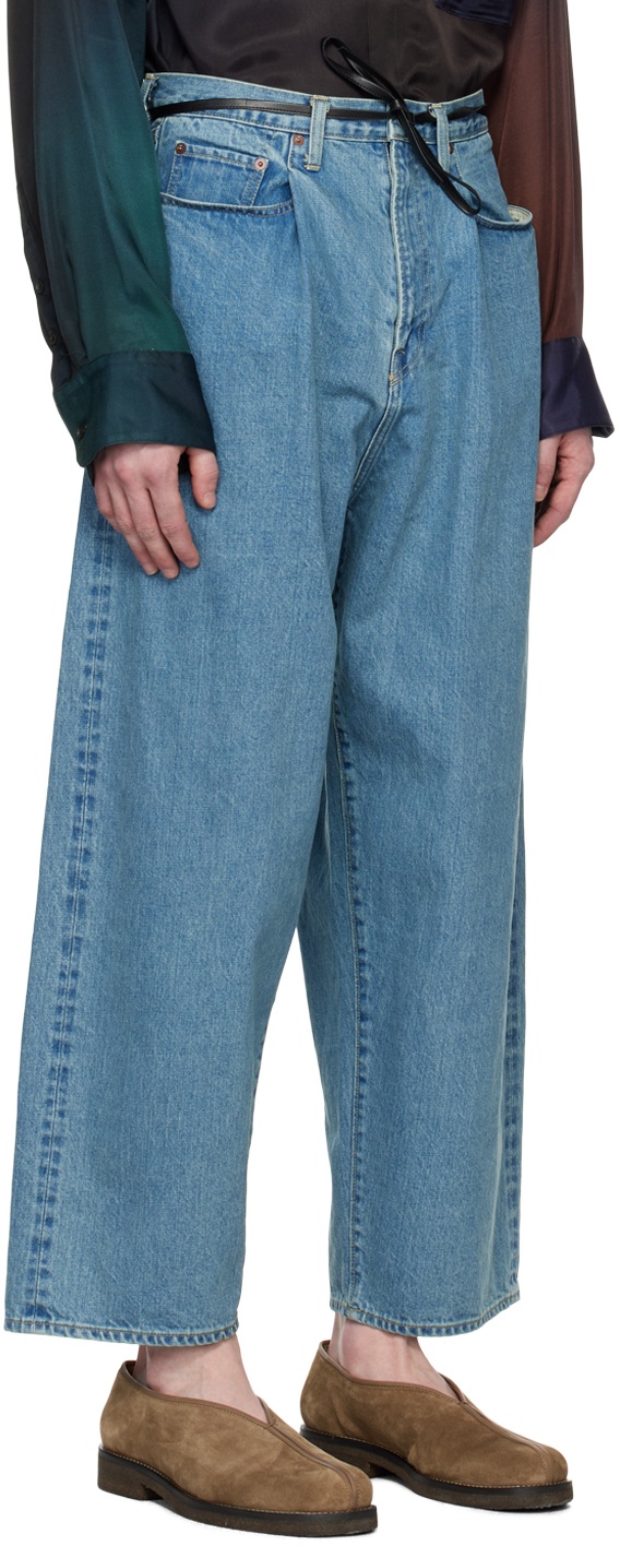 stein Blue Vintage Reproduction Wide Tuck Jeans