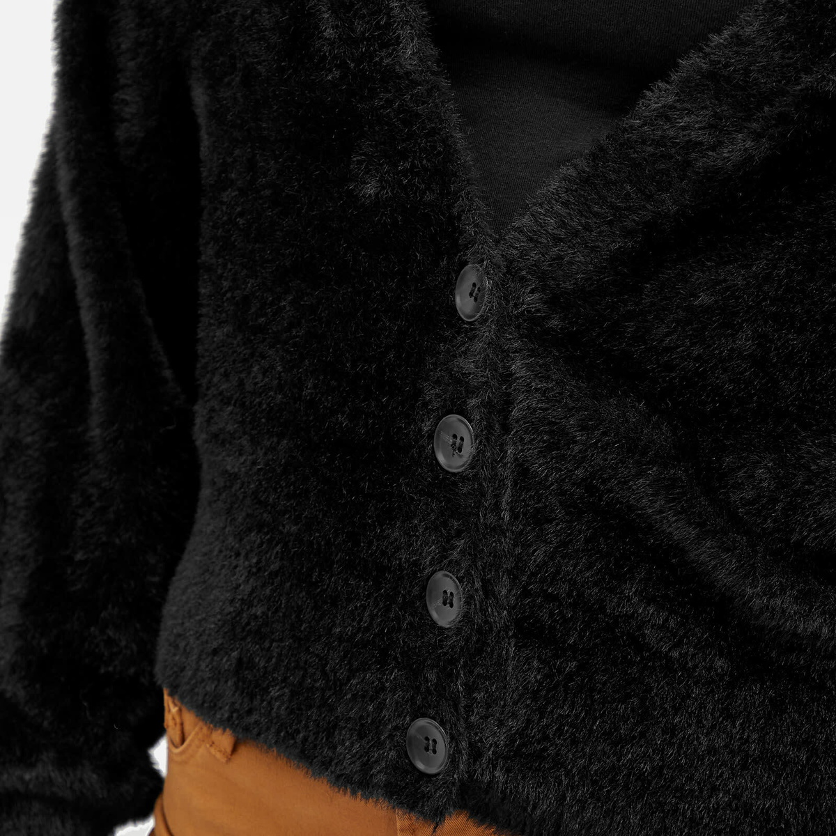 Good American Women's Fuzzy Cardigan in Black