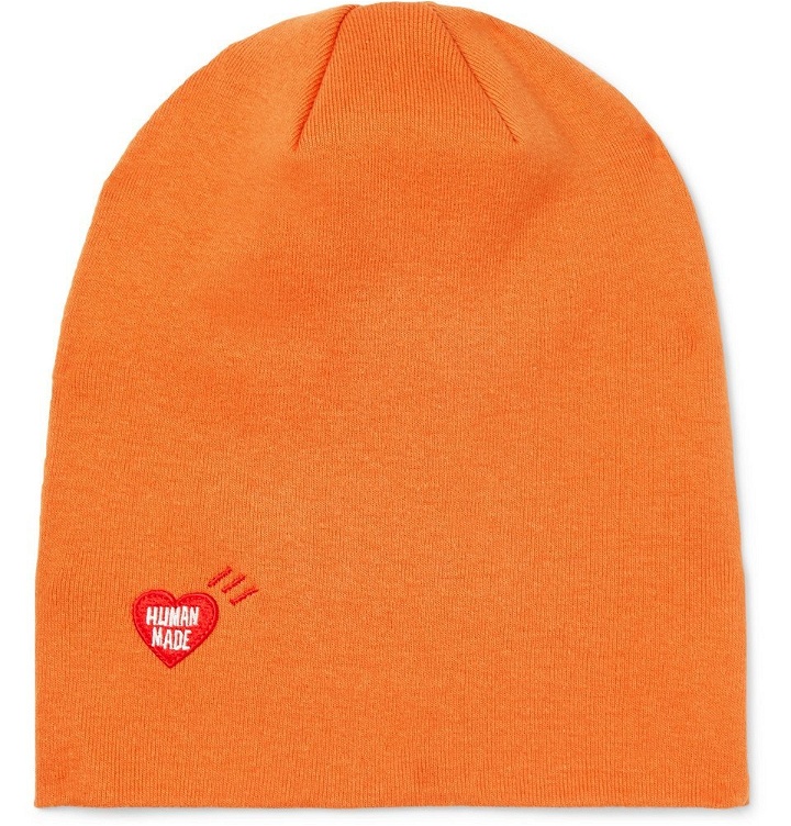 Photo: Human Made - Logo-Appliquéd Cotton Beanie - Orange
