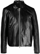 OUR LEGACY Black Mini Zip-Up Leather Jacket