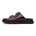 Dries Van Noten Burgundy Leather Slip-On Sandals